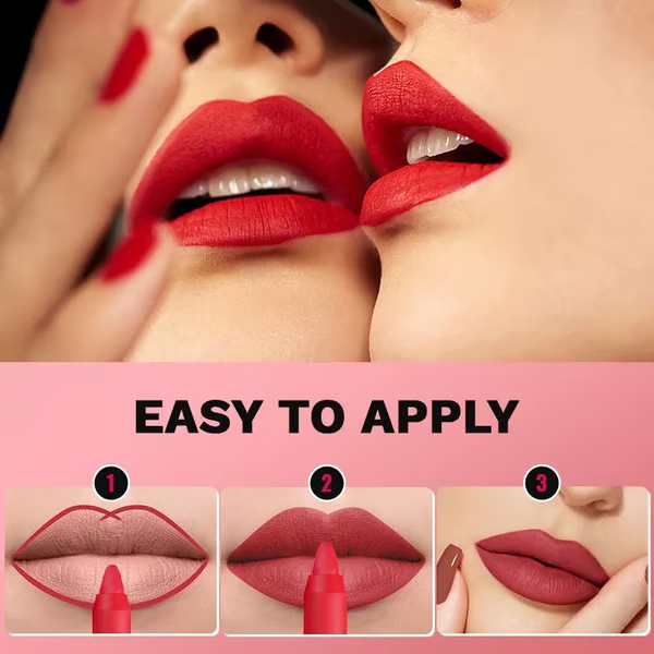 Say Goodbye to Smudges! 💄 Rotating Matte Lipstick Pencils – Long-Lasting, Sharpenable & On Sale Now!