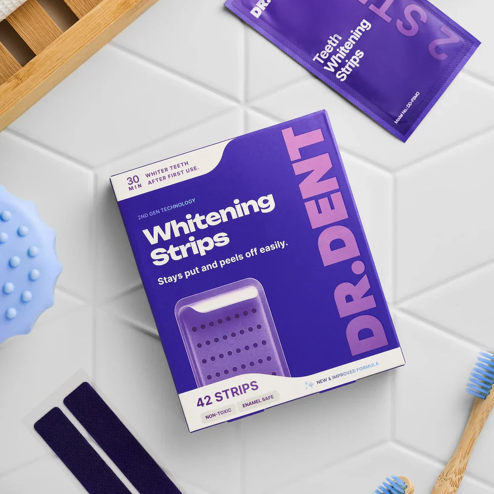 DRDENT Purple Teeth Whitening Strips - 7/21 Whitening Sessions - Safe for Enamel - Non Sensitive Teeth Whitening - Peroxide-Free